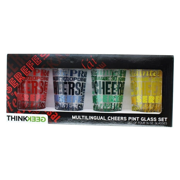 Multilingual Cheers Pint Glass: Set of 4