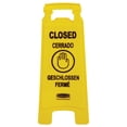 thumbnail image 1 of Rubbermaid Commercial Closed Multi-Lingual Floor Sign - CLOSED Print/Message - 11" x 25" - Rectangular Shape - Yellow, 1 of 9