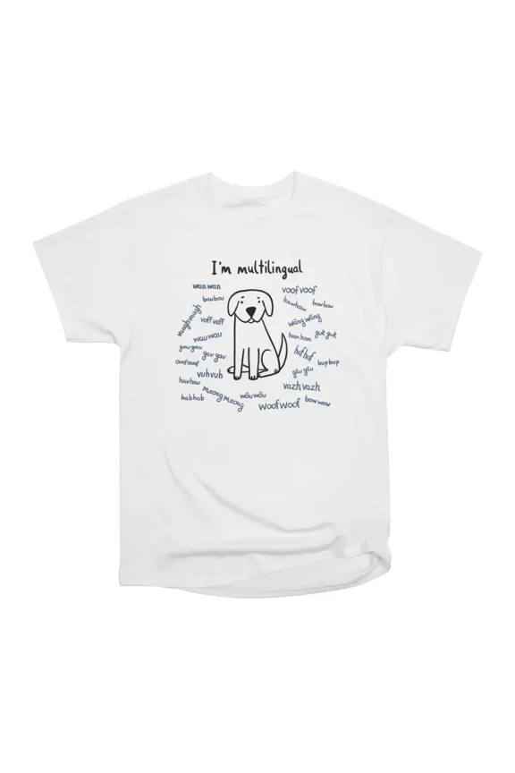 Multilingual Dog Barks T-Shirt Tee Gift For Him Merch For Her Apparel For Friend
