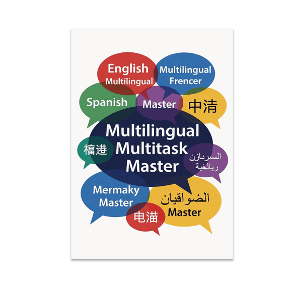 Multilingual Multitask Master Poster Art - Language Enthusiast - 13x19 Poster Print