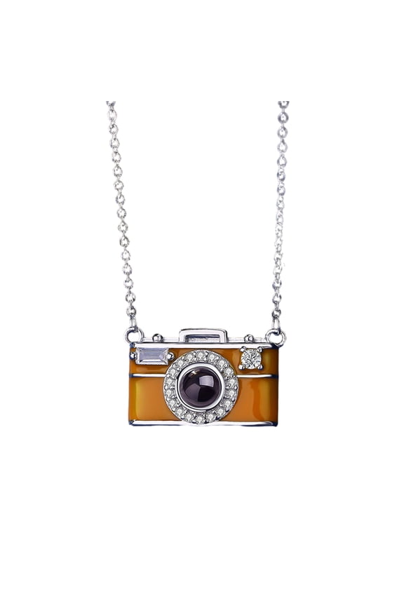 Multilingual Projection Camera Pendant Necklace 100 Languages Support Adjustable Chain Lightweight Copper Accessory