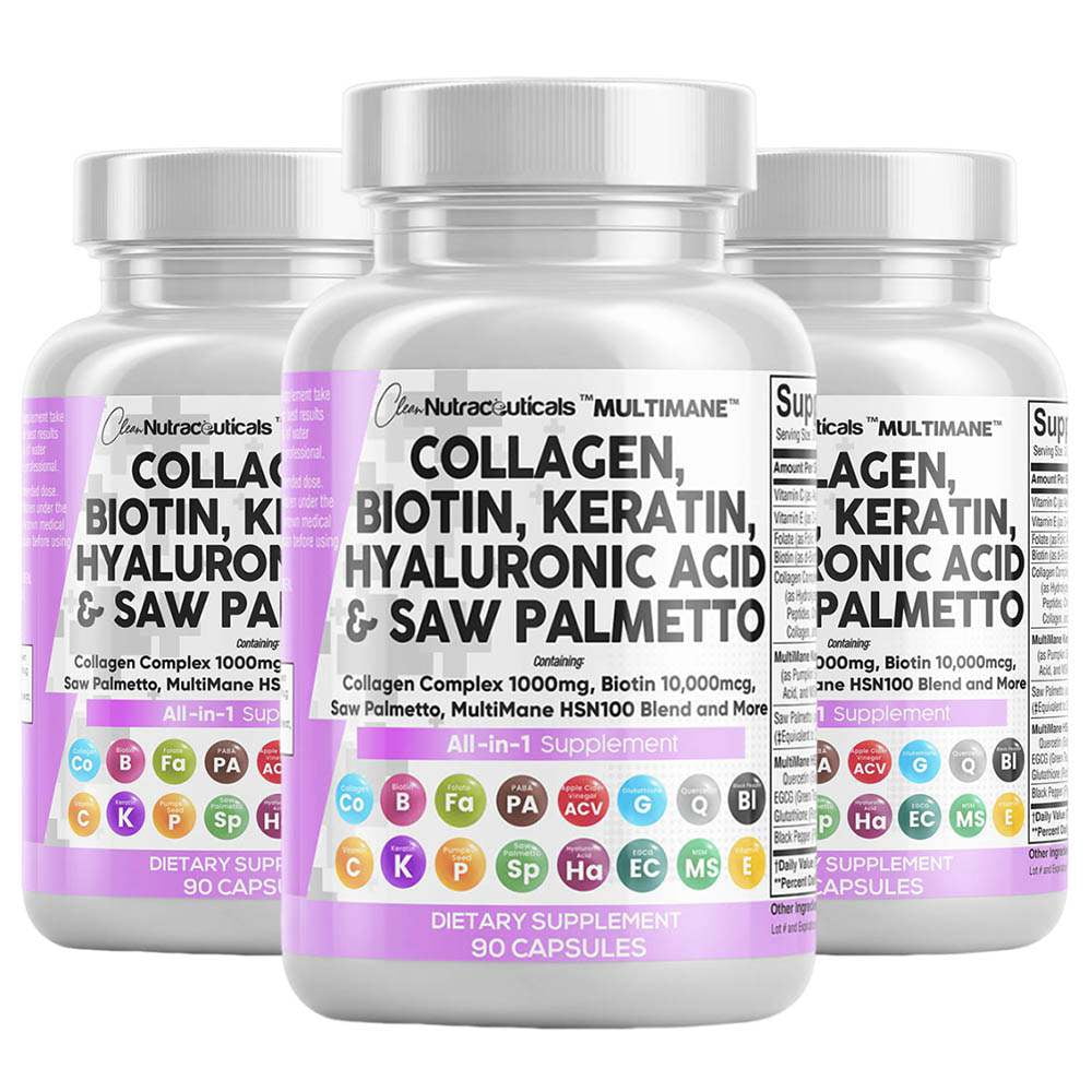 Multimane Collagen Pills mg Biotin 10000mcg Keratin Saw Palmetto 2500mg