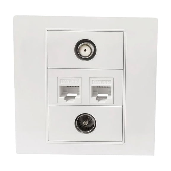 Multimedia Outlet Panel For Various Connectors TV9.5 RJ45 CAT6/CAT5E F-Type Faceplate for Ethernet/TVs Coaxial Cable