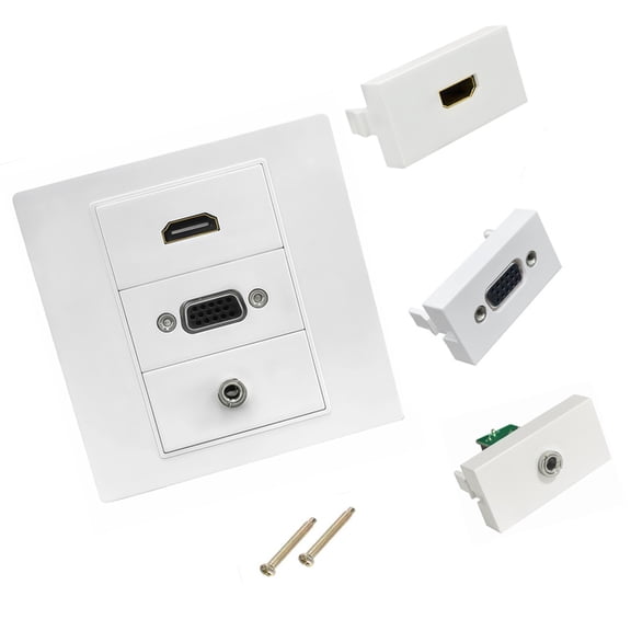 Multimedia Wall Socket Panel HDTV VGA 3.5mm Wall Plate for Home Easy Solderless Installation Various Devices