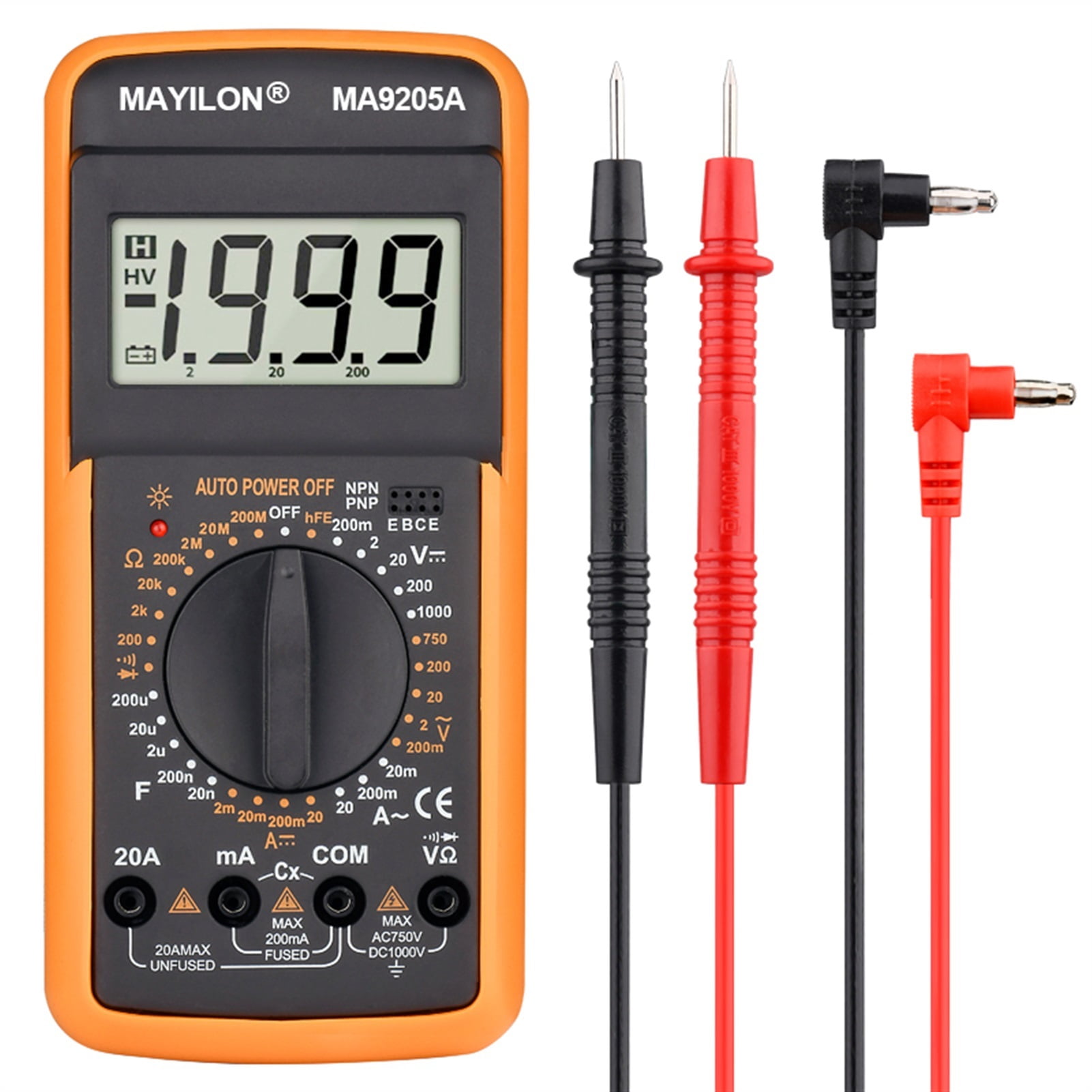Multimeter AC DC Voltage Current Resistance Capacitance HFE Diode