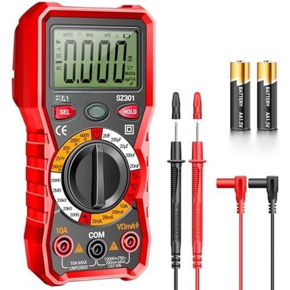 Multimeter with Case,Ohm Amp Meter,Digital Tester | Non Contact Tester Measure DC AC ,Current,Resistance,Capacitance,Diodes,Flashlight Electric Tools Automotive