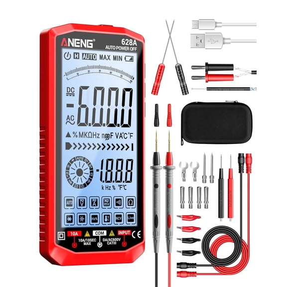 Multimeter,Digital Voltmeter Tester,TRMS 6000 Counts Rechargeable Meter Measures AC/DC Voltage,Current,Resistance,Capacitance,Temperature,Hz,NCV,Diode,Continuity Auto Ranging Electircal Tools