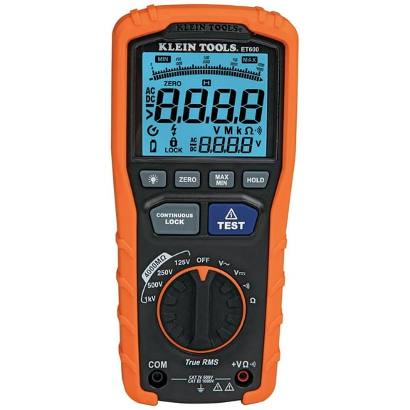 Multimeter, Megohmmeter Insulation Tester, 4000 Ohms Resistance, 125V/250V/500V/1000V, Auto-Ranging TRMS Multimeter