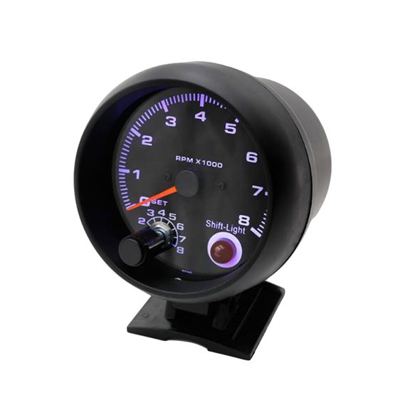 LEORX Tachometer for Car Black Dial with Built-in Alarm and White Light