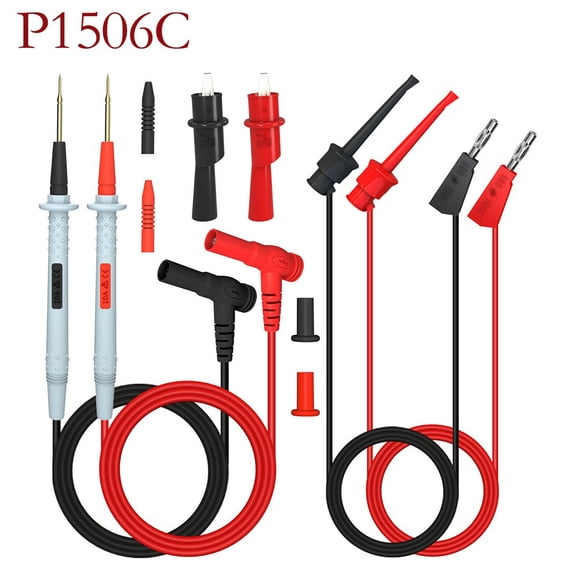 Multimeter Test Kit with Push On For Alligator Clip Stackable Banana Hook