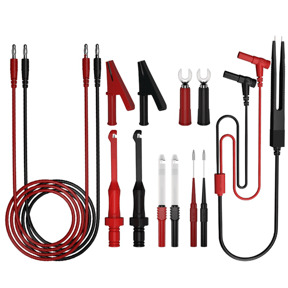 Multimeter Test Leads Kit Digital Electrical Test Probes Set with Alligator Clips Test Tweezer Wire- Plastic