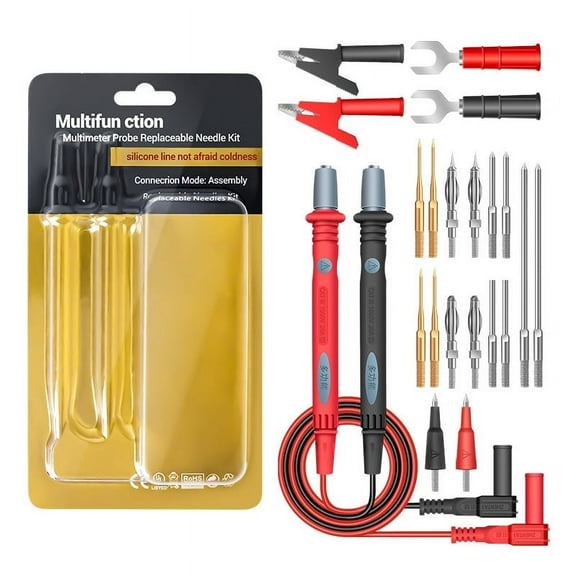Multimeter Test Leads Kit with Replaceable Precision Test Probes Set Alligator Clips,Test Hook, Flexible Wires Professional Kit General Use Digital Electrical Testing