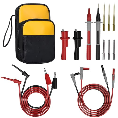 Multimeter Test Leads Kit with Soft Tool Carrying Case Alligator Clips ...