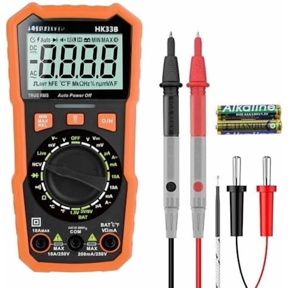 Multimeter Tester 2000 Counts Digital Multimeter with DC AC Voltmeter and Ohm Amp Meter, Tests Live Wire, Continuity, Temperature, Diode Measuring and NCV - HK33B