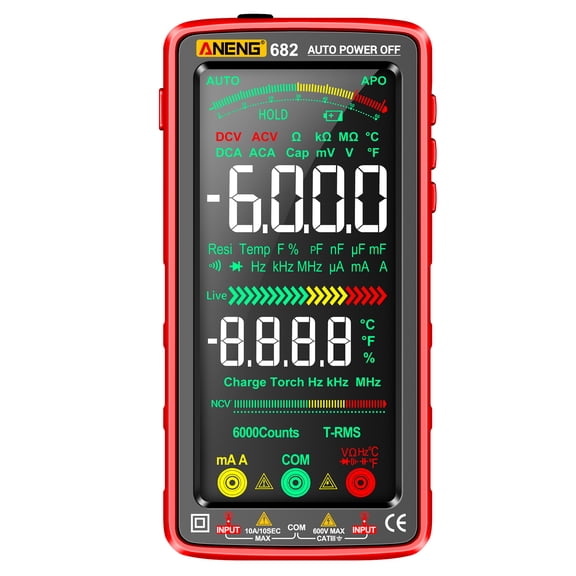 Multimeters,Meter Va Screen Universal Meter Va 682 6000 Screen Ncv Tester 6000 Lcd -burn Tester With Resistance Va Screen Ncv Temperature Reable Uniersal Meter 6000 L I-burn Qisuo Red