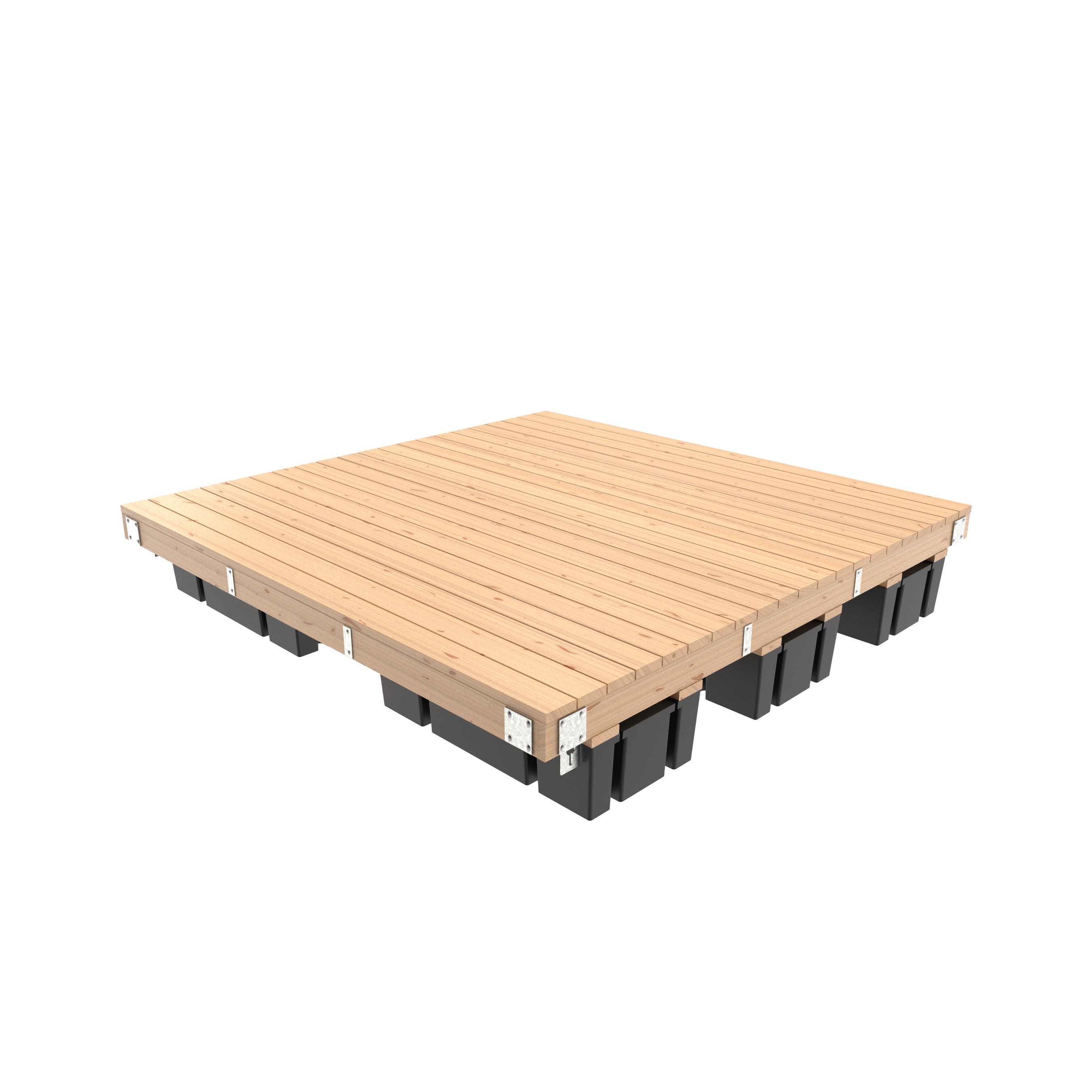Multinautic 10 x 10 Floating Dock Kit with 6 Foam-Filled Medium Freeboard Floats and HDG Steel Hardware