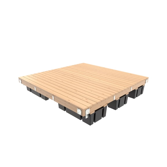 Multinautic 10 x 10 Floating Dock Kit with 6 Foam-Filled Medium Freeboard Floats and HDG Steel Hardware