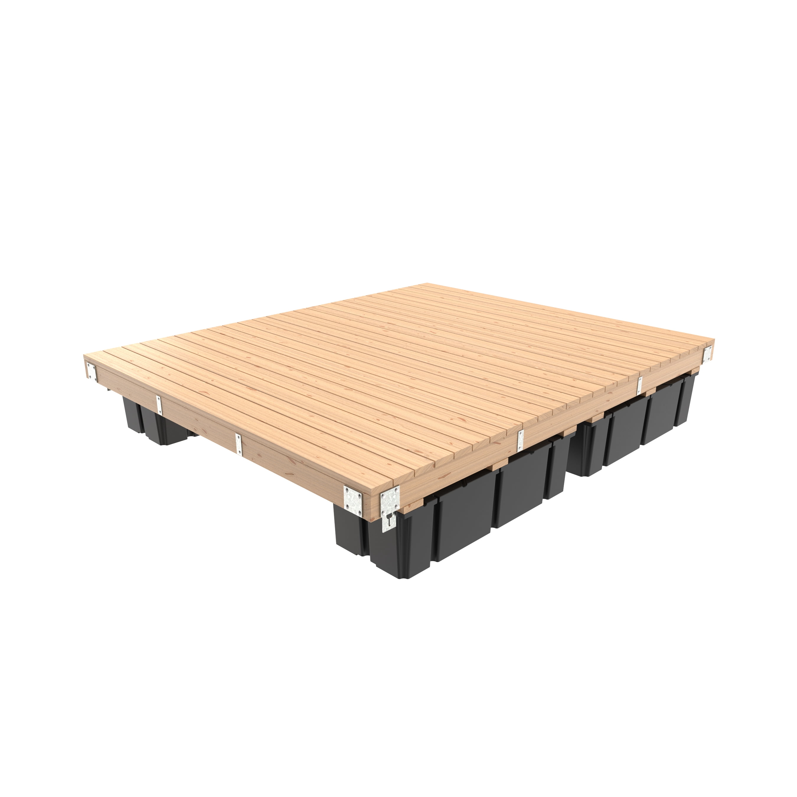 Multinautic 10 x 12 Floating Dock Kit with 4 Foam-Filled High Freeboard Floats and HDG Steel Hardware