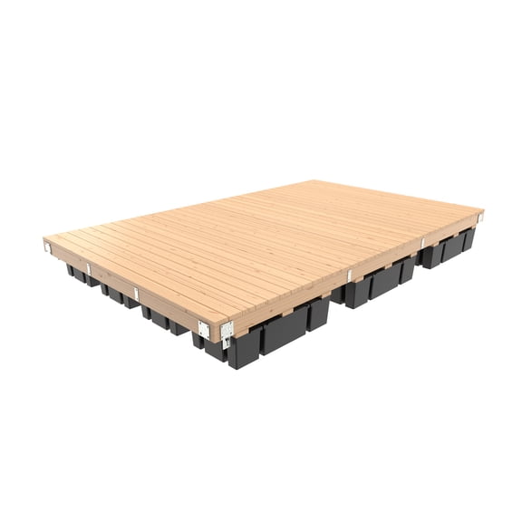 Multinautic 10 x 16 Floating Dock Kit with 10 Foam-Filled Medium Freeboard Floats and HDG Steel Hardware