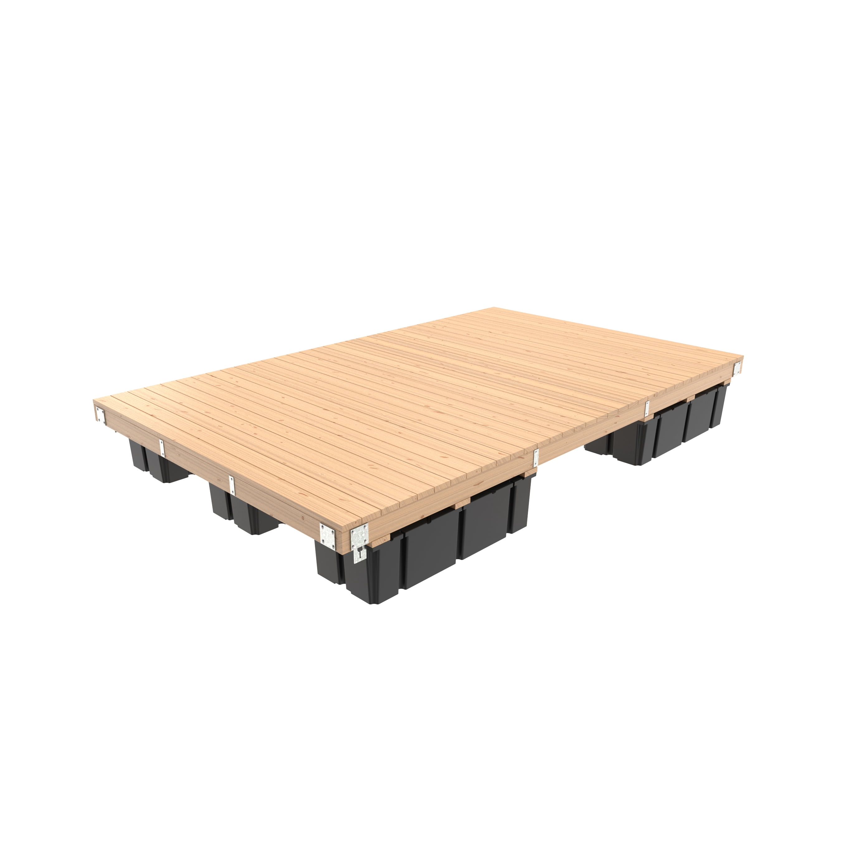 Multinautic 10 x 16 Floating Dock Kit with 6 Foam-Filled High Freeboard Floats and HDG Steel Hardware