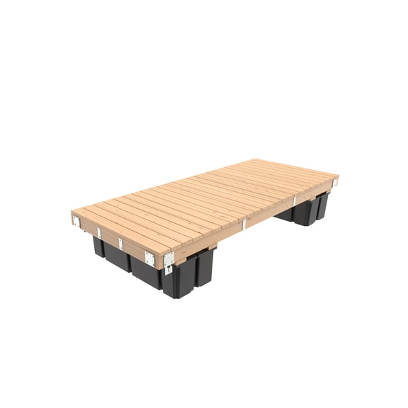 Multinautic 5 x 12 Floating Dock Kit with 2 Foam-Filled High Freeboard Floats and HDG Steel Hardware