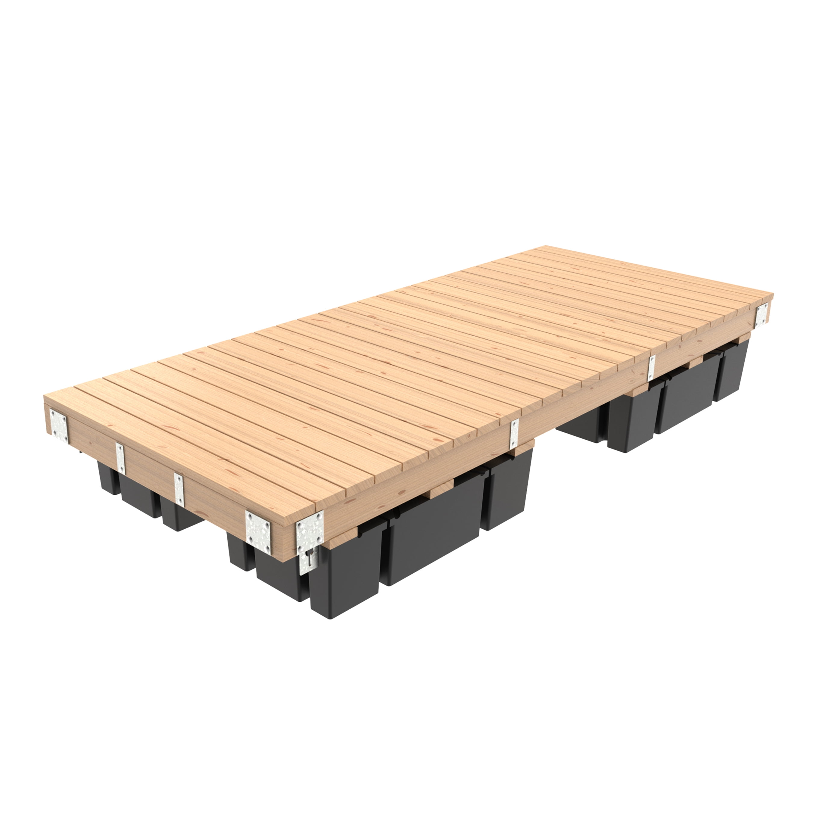 Multinautic 5 x 12 Floating Dock Kit with 4 Foam-Filled Medium Freeboard Floats and HDG Steel Hardware