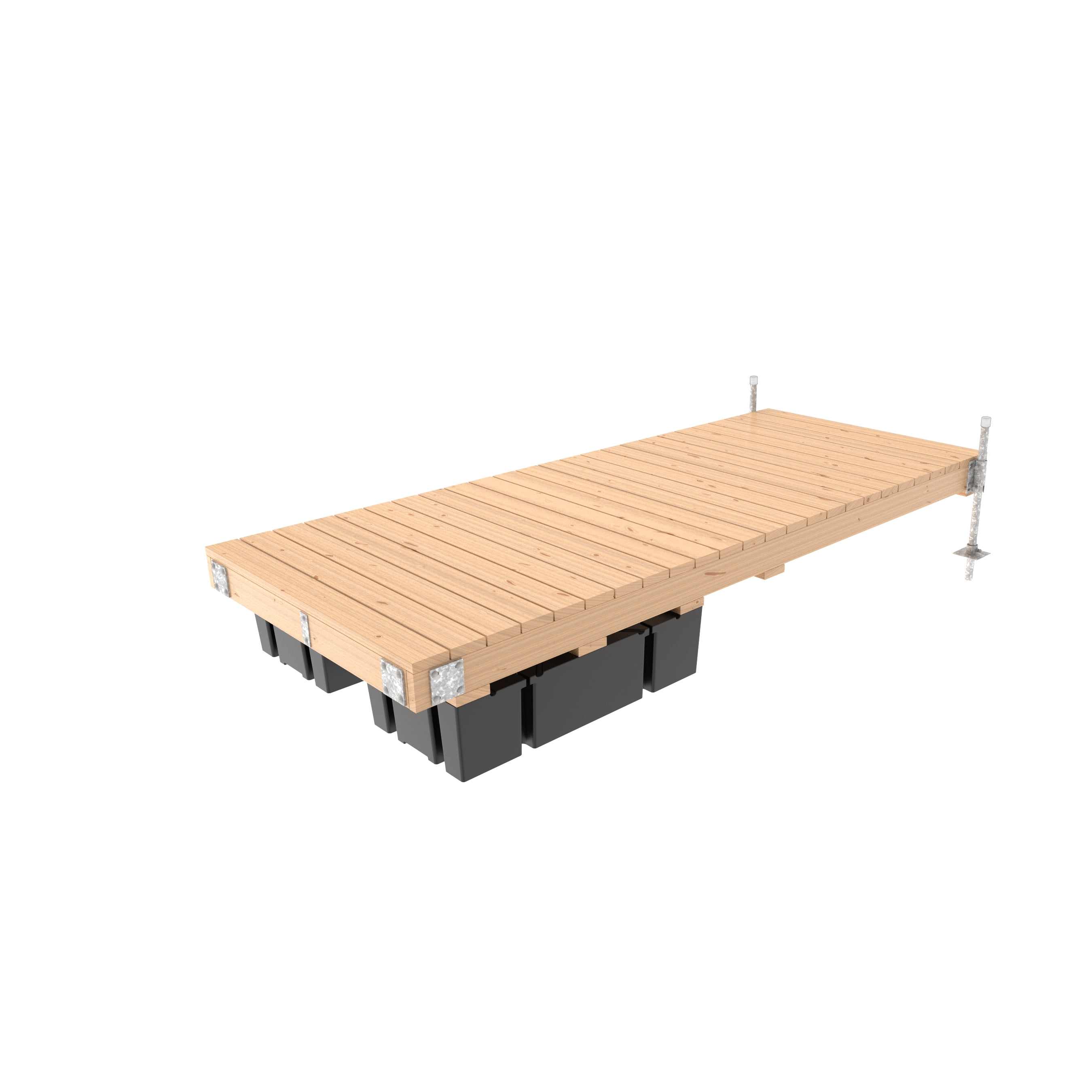 Multinautic 5 x 12 Semi-Floating Dock Kit with 2 Foam-Filled Medium Freeboard Floats