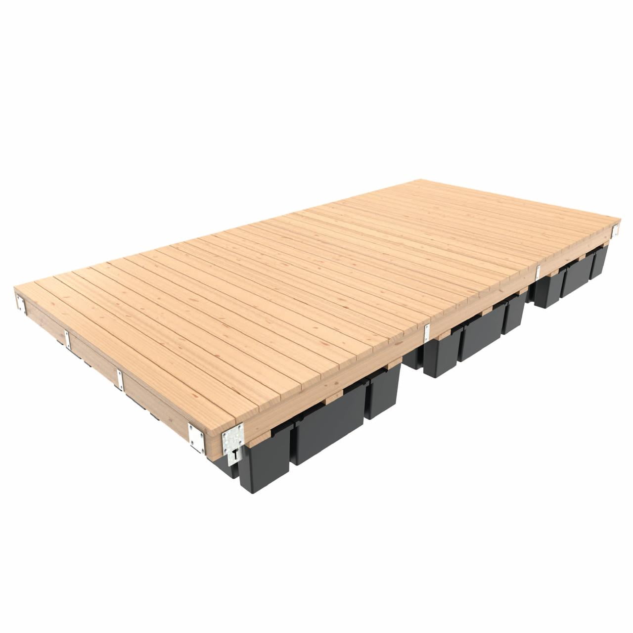 Multinautic 8 x 16 Floating Dock Kit with 8 Foam-Filled Medium Freeboard Floats and HDG Steel Hardware