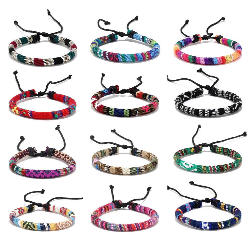 HEJHNCII Multipack 12 Stylish Braided Bracelet Handcrafted Wrist Chain for Creative Looks