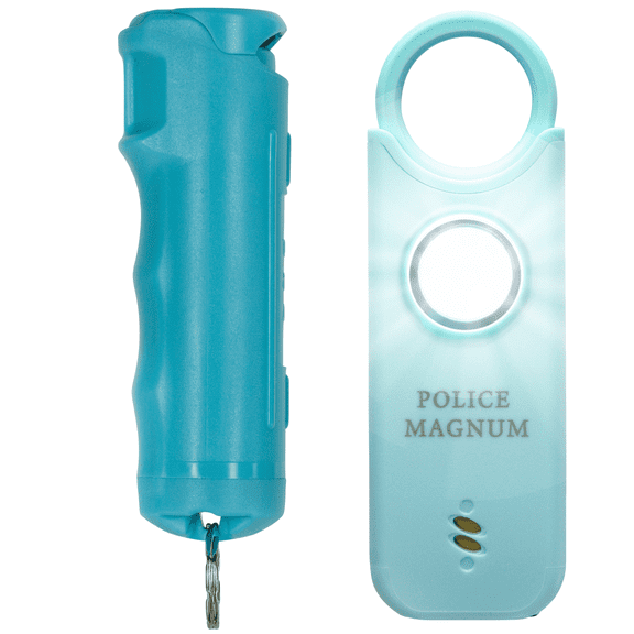 Police Magnum Pepper Spray Alarm Combo , Teal Flip Top Stream & Safety Alarm 1 ct. 1/2oz