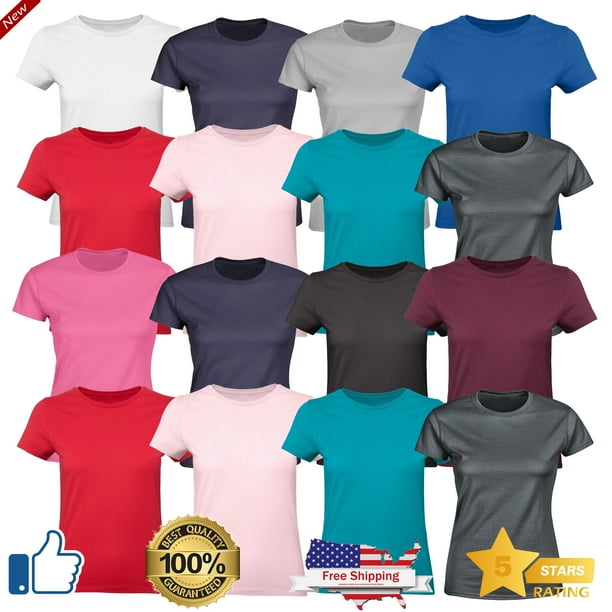 Multipack Womens plain tshirt Ladies solid color tees Basic women s tops Plain crew neck shirts for women. Radyan womens tshirt