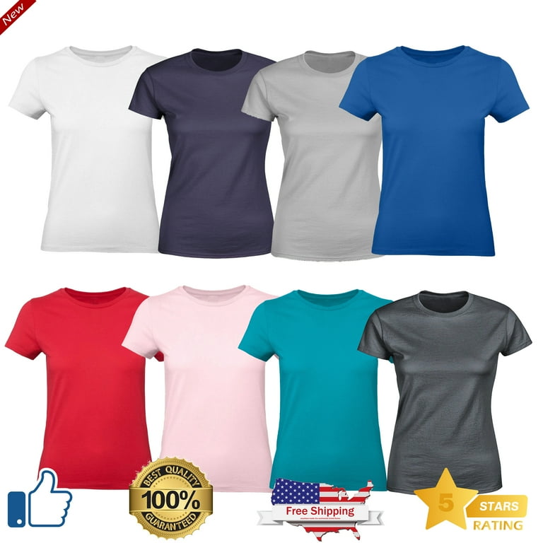 Multipack Womens plain tshirt Ladies solid color tees Basic women s tops Plain crew neck shirts for women. Radyan womens tshirt Walmart