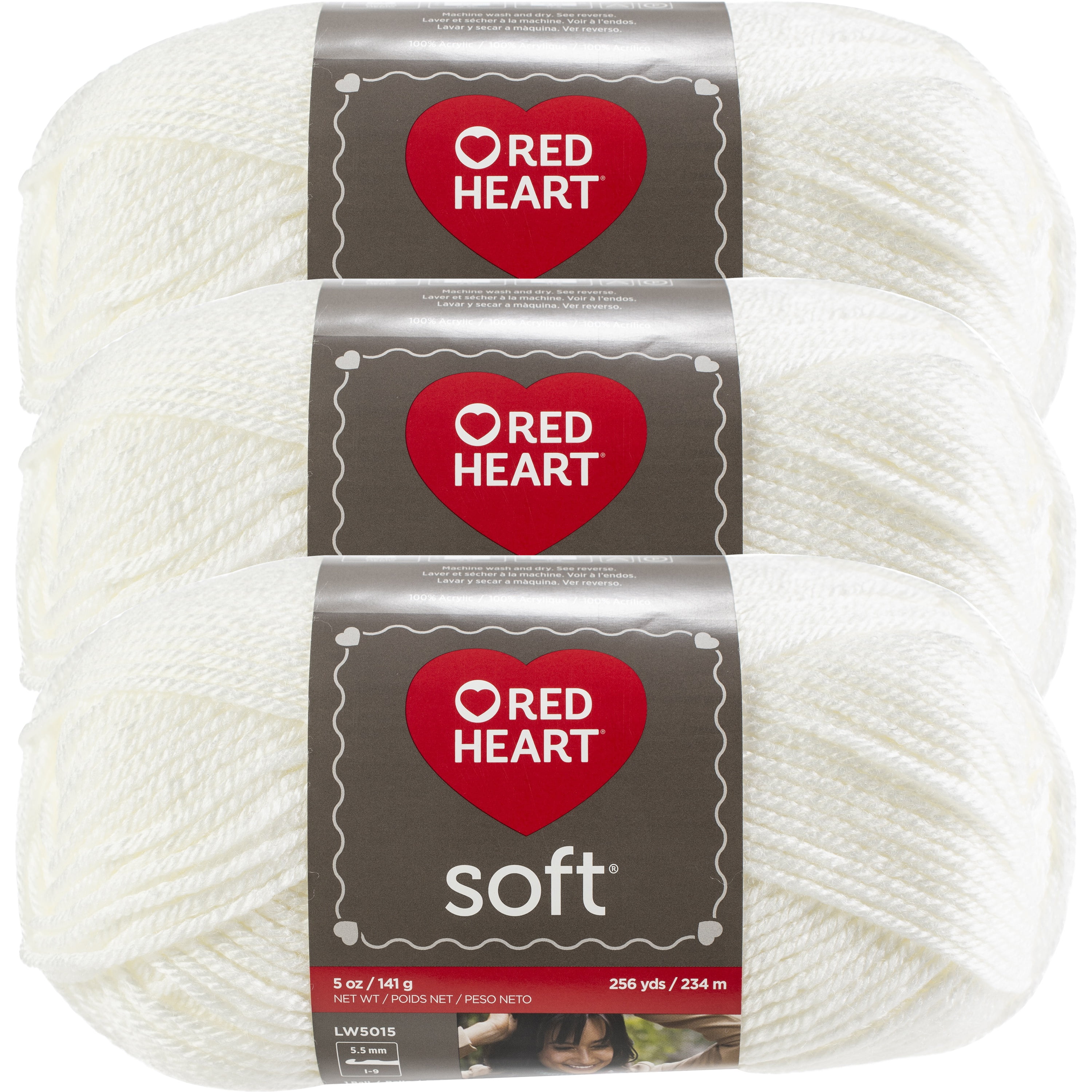Multipack of 03 - Red Heart Soft Yarn-White