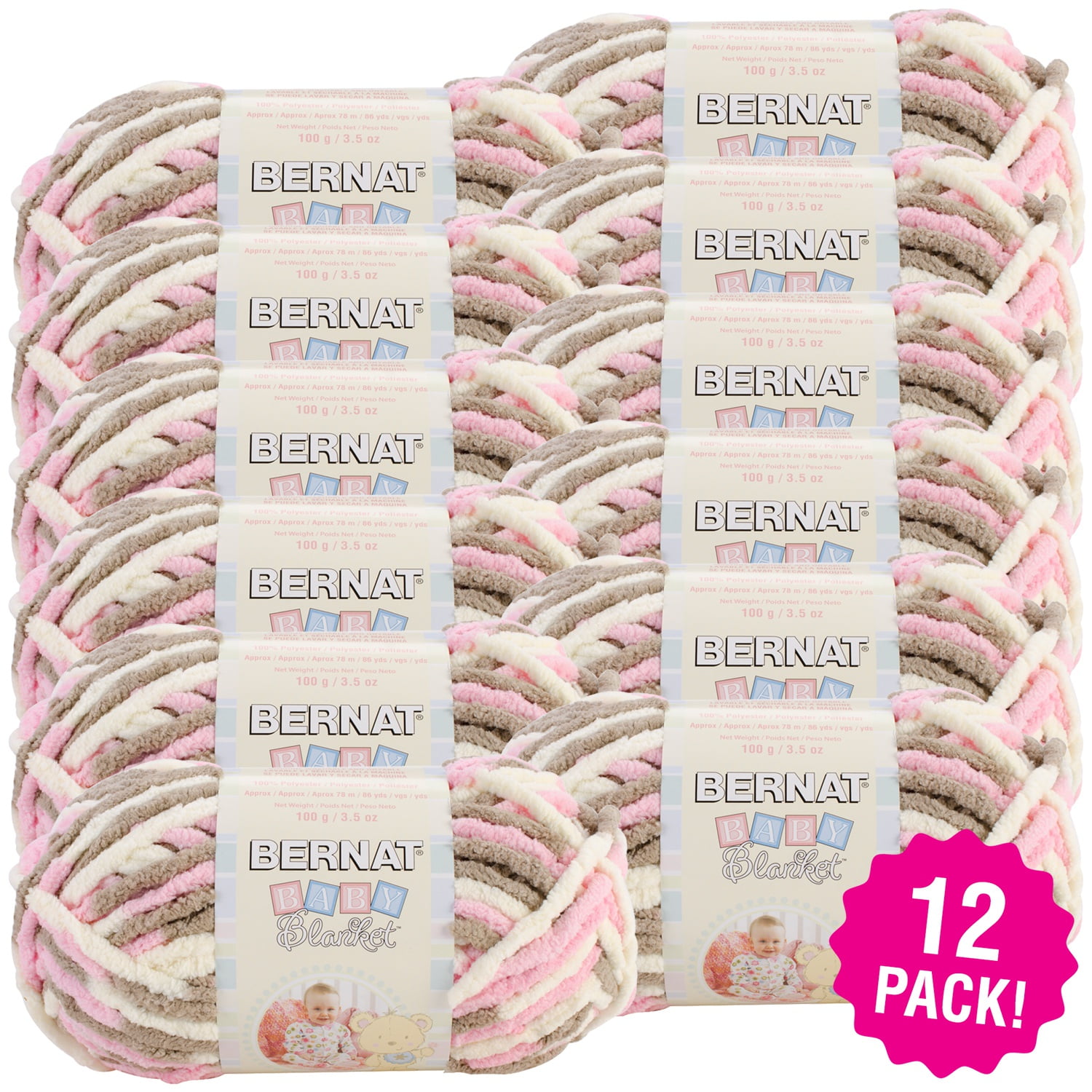 Multipack of 12 - Bernat Baby Blanket Yarn-Little Petunias