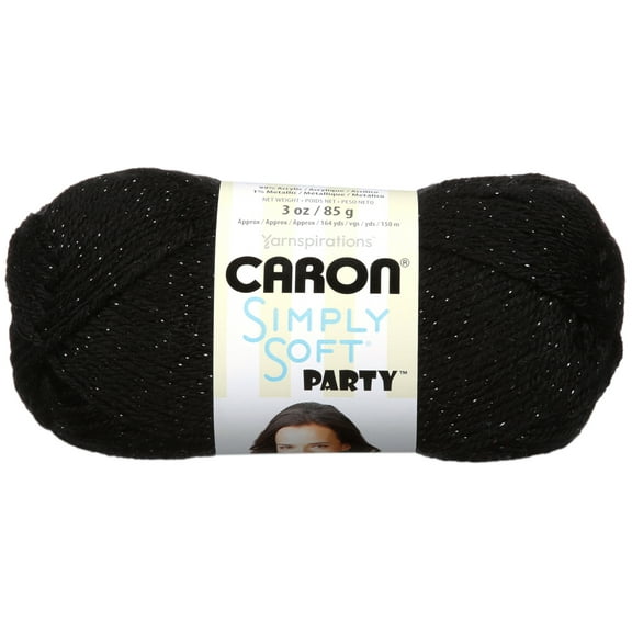 Multipack of 12 - Caron Simply Soft Party Yarn-Black Sparkle
