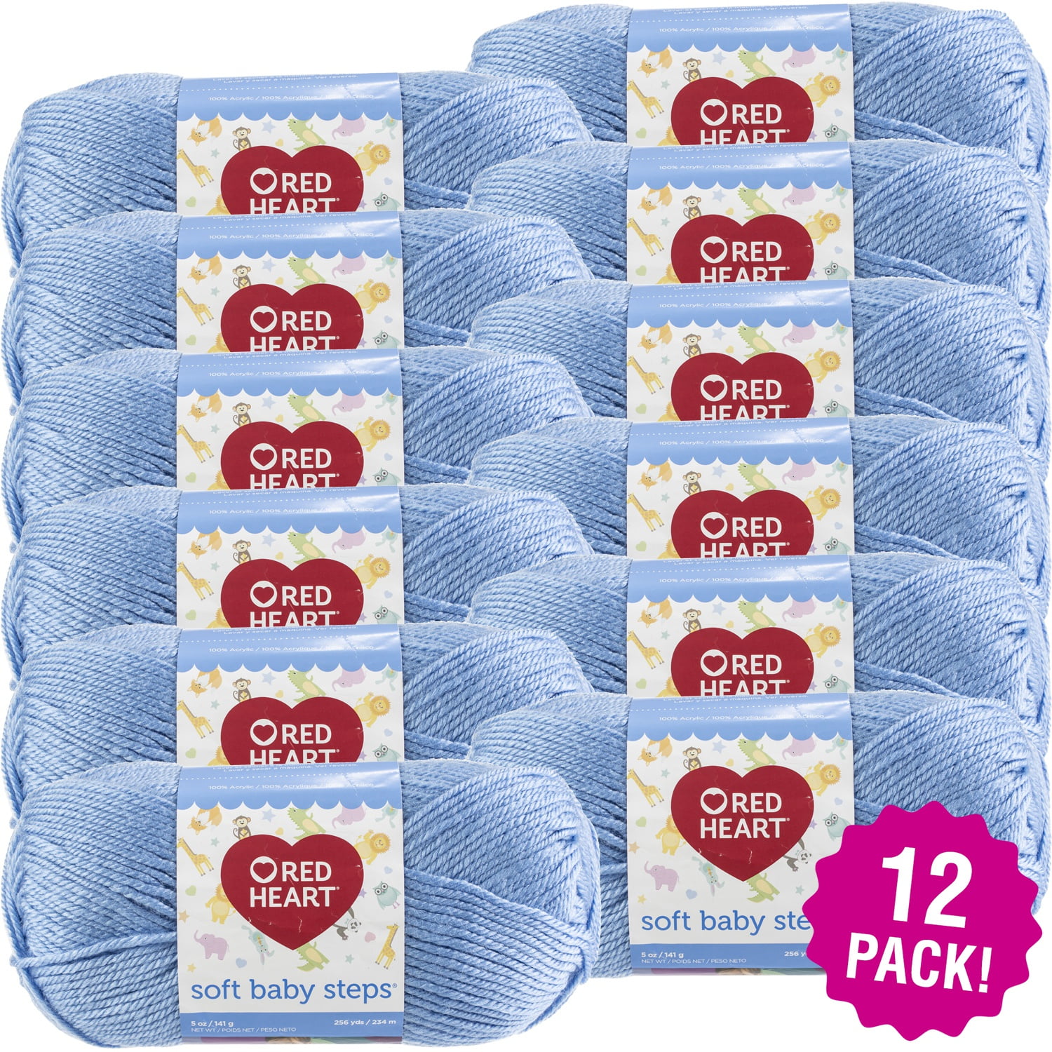 Multipack of 12 - Red Heart Soft Baby Steps Yarn-Baby Blue
