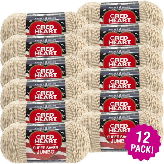 Multipack of 12 - Red Heart Super Saver Jumbo Yarn-Buff