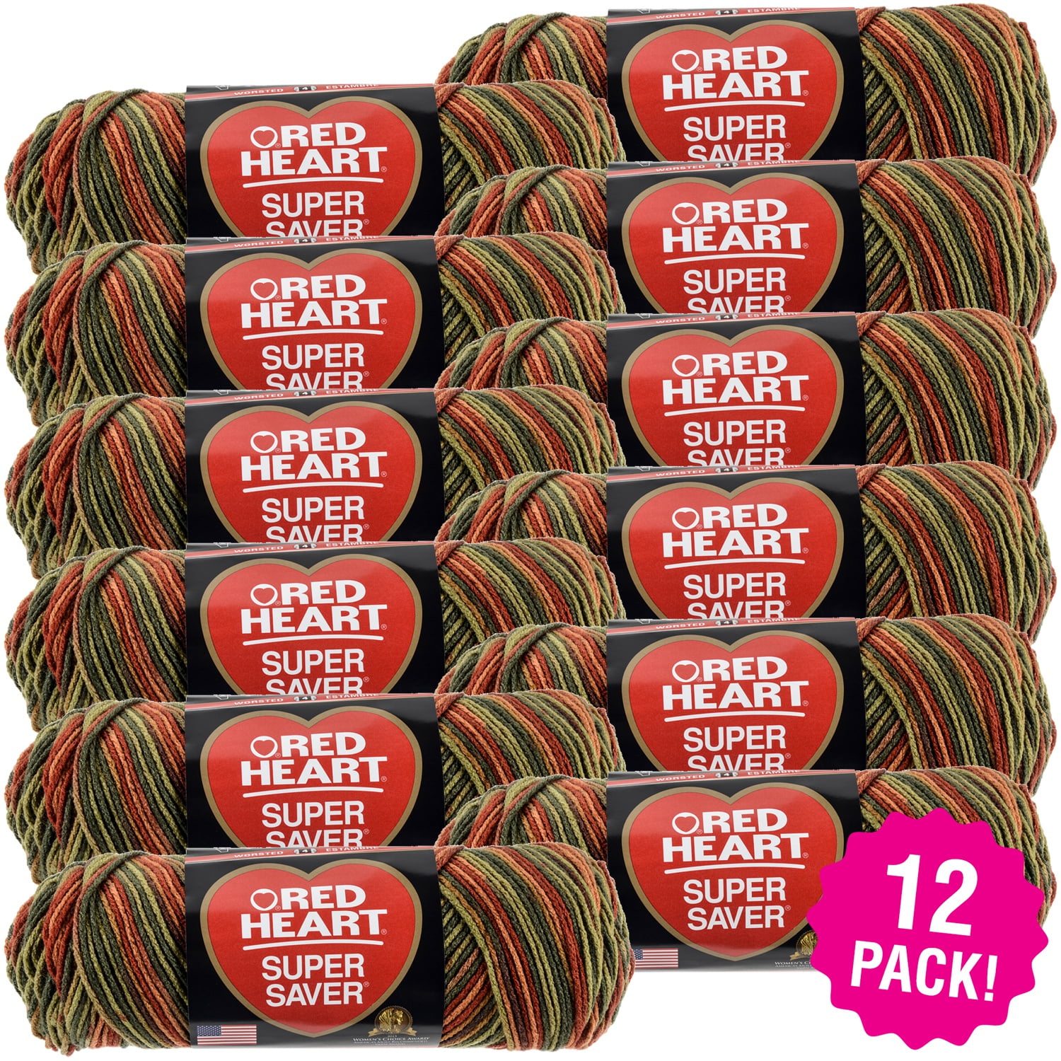 Multipack of 12 - Red Heart Super Saver Yarn-Fall