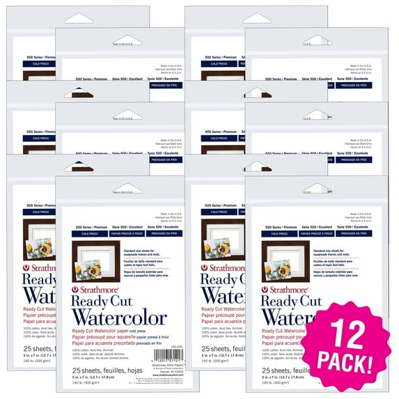 Multipack of 12 - Strathmore Watercolor Paper Pack 5"X7"-25 Sheets
