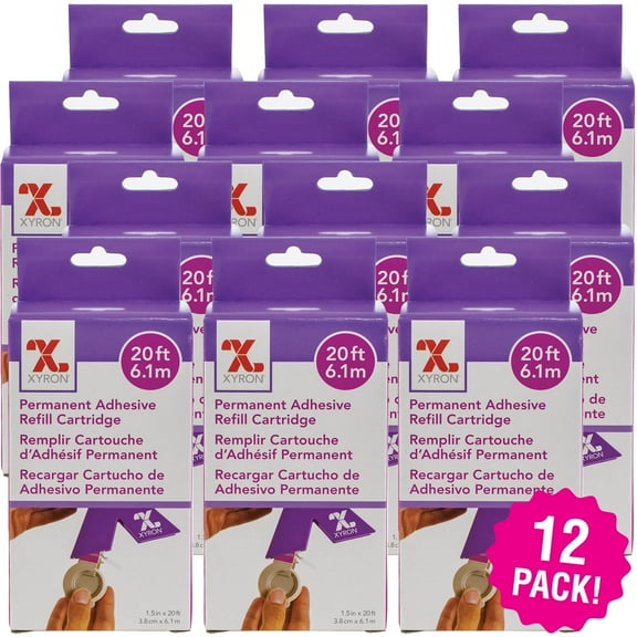 Multipack of 12 - Xyron 150 Refill Cartridge-1.5"X20' Permanent
