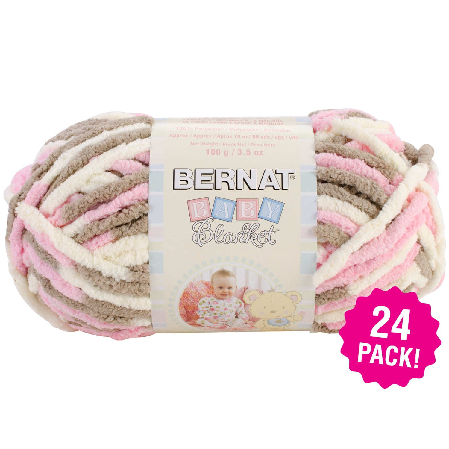 Multipack of 24 - Bernat Baby Blanket Yarn-Little Petunias