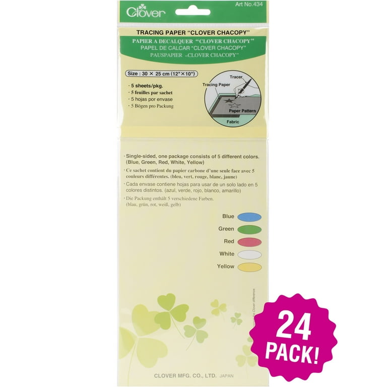 Clover Chacopy Tracing Paper - 12 x 10 - 5/Pack - Assorted Colors