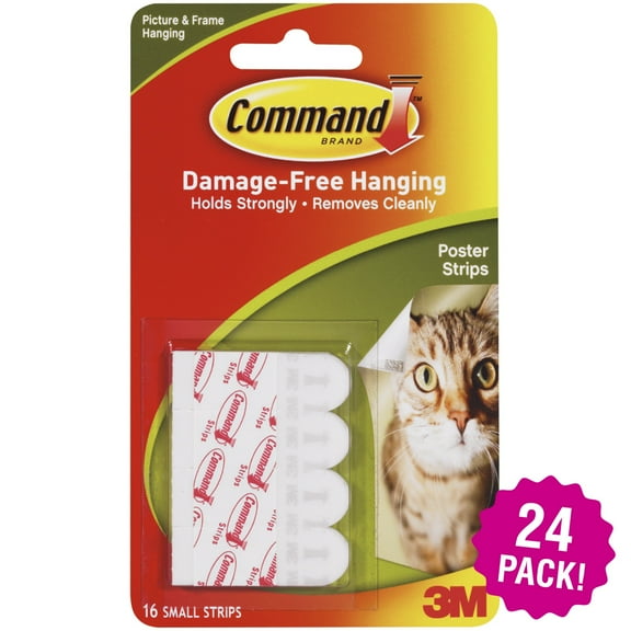 Multipack of 24 - Command Small Poster Strips-White 16/Pkg