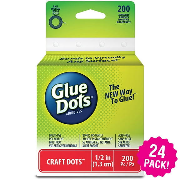 Multipack of 24 - Glue Dots .5" Craft Dot Roll-200 Clear Dots