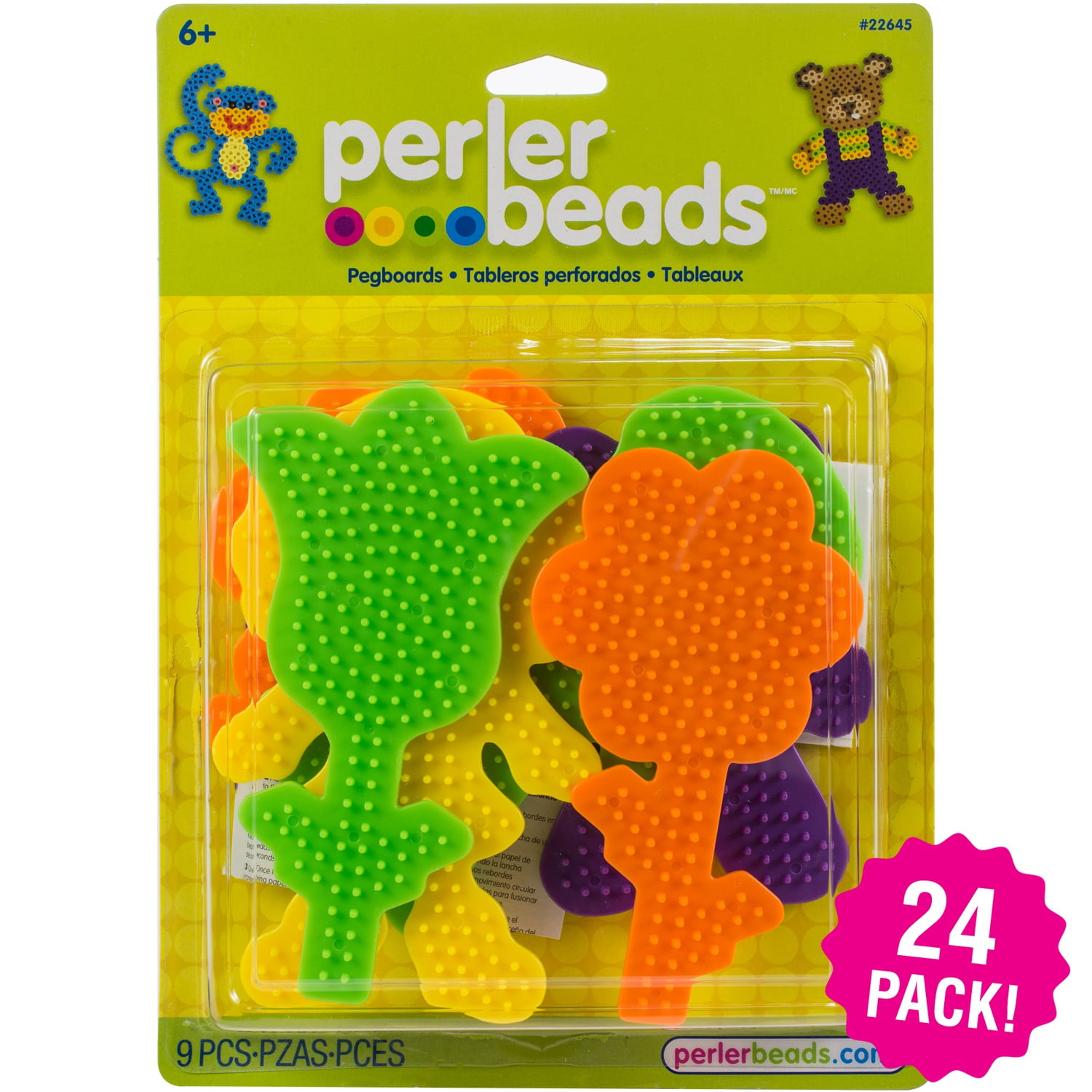 Multipack of 24 - Perler Fun Fusion Pegboards  7/Pkg-Boy/Girl/Bear/Monkey/Butterfly/2 Flowers