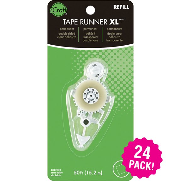 Multipack of 24 - iCraft Tape Runner XL Refill-Permanent-.312"X50' For Use In 3914XL