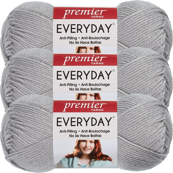 Multipack of 3 - Premier Yarns Anti-Pilling Everyday Worsted Solid Yarn-Mist