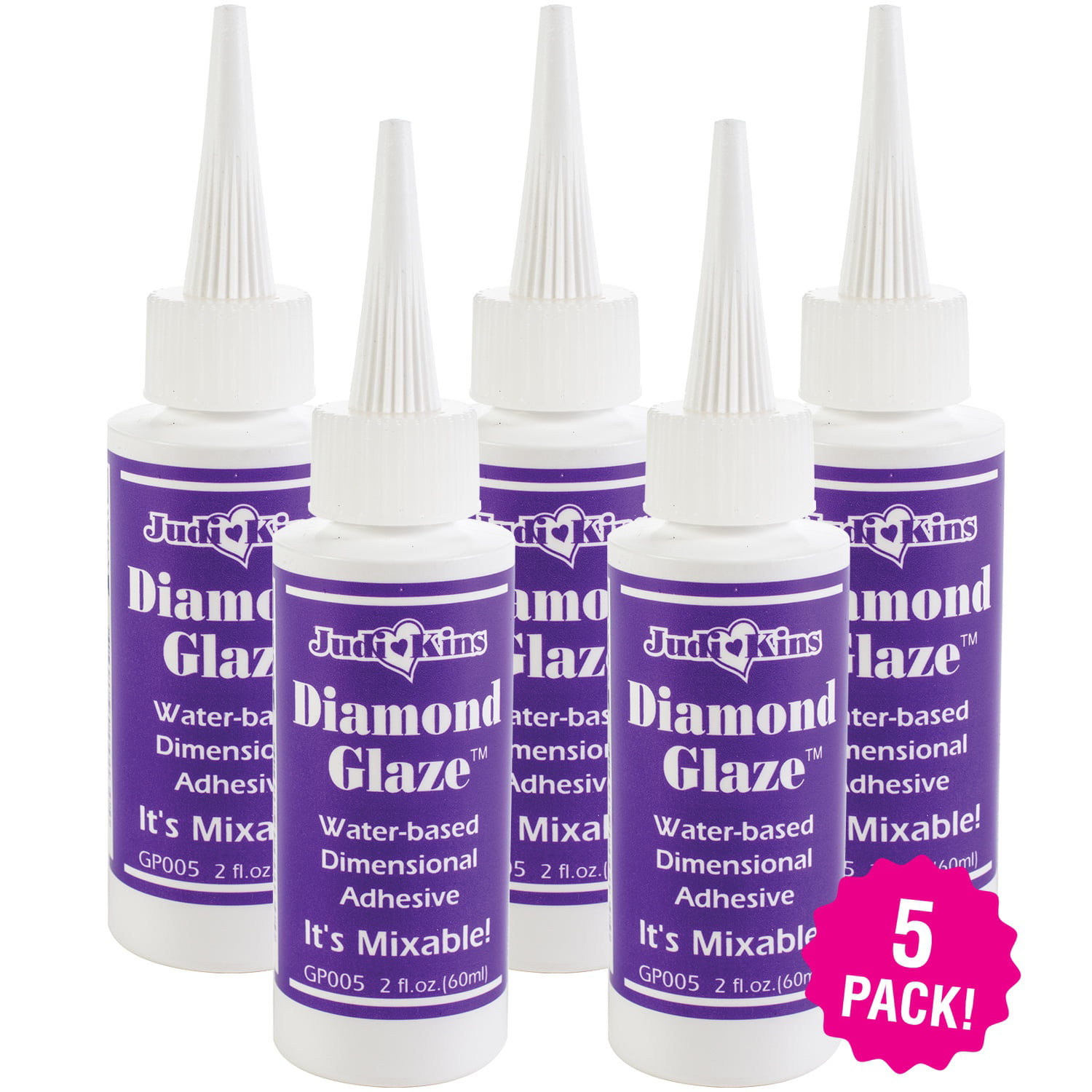 Multipack of 5 - Judikins Diamond Glaze Dimensional Adhesive 2oz-Precision  Tip