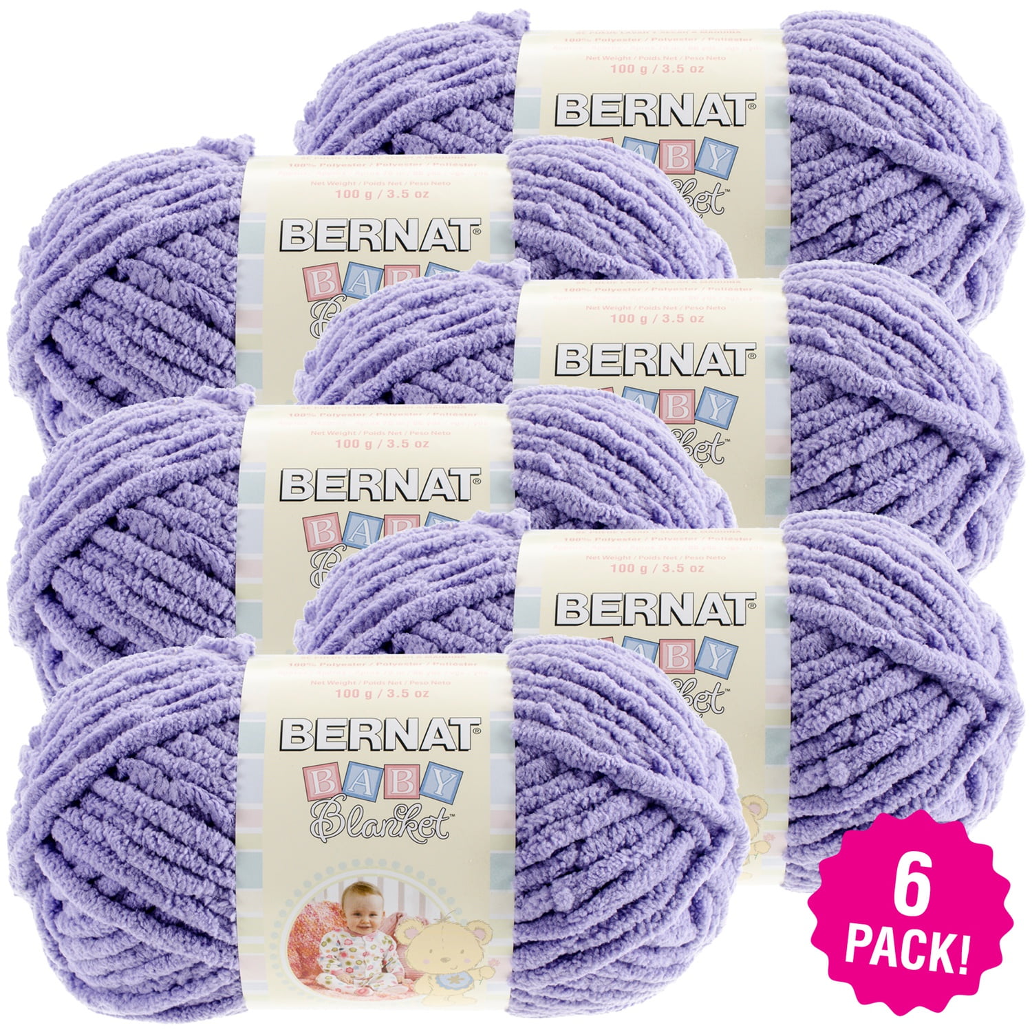 Multipack of 6 - Bernat Baby Blanket Yarn-Lilac