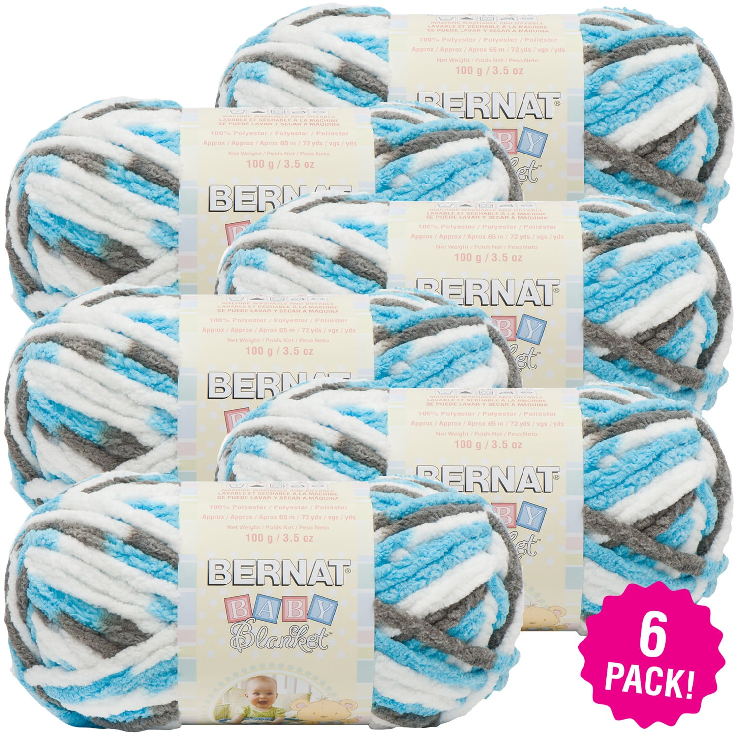 Multipack of 6 - Bernat Baby Blanket Yarn-Sail Away